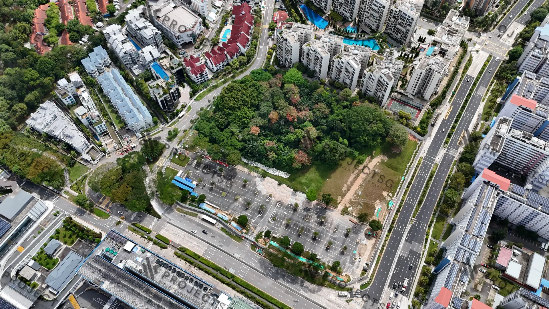 Aerial view of Coastal Cabana EC site at Pasir Ris showing coastal proximity and resort-style surroundings