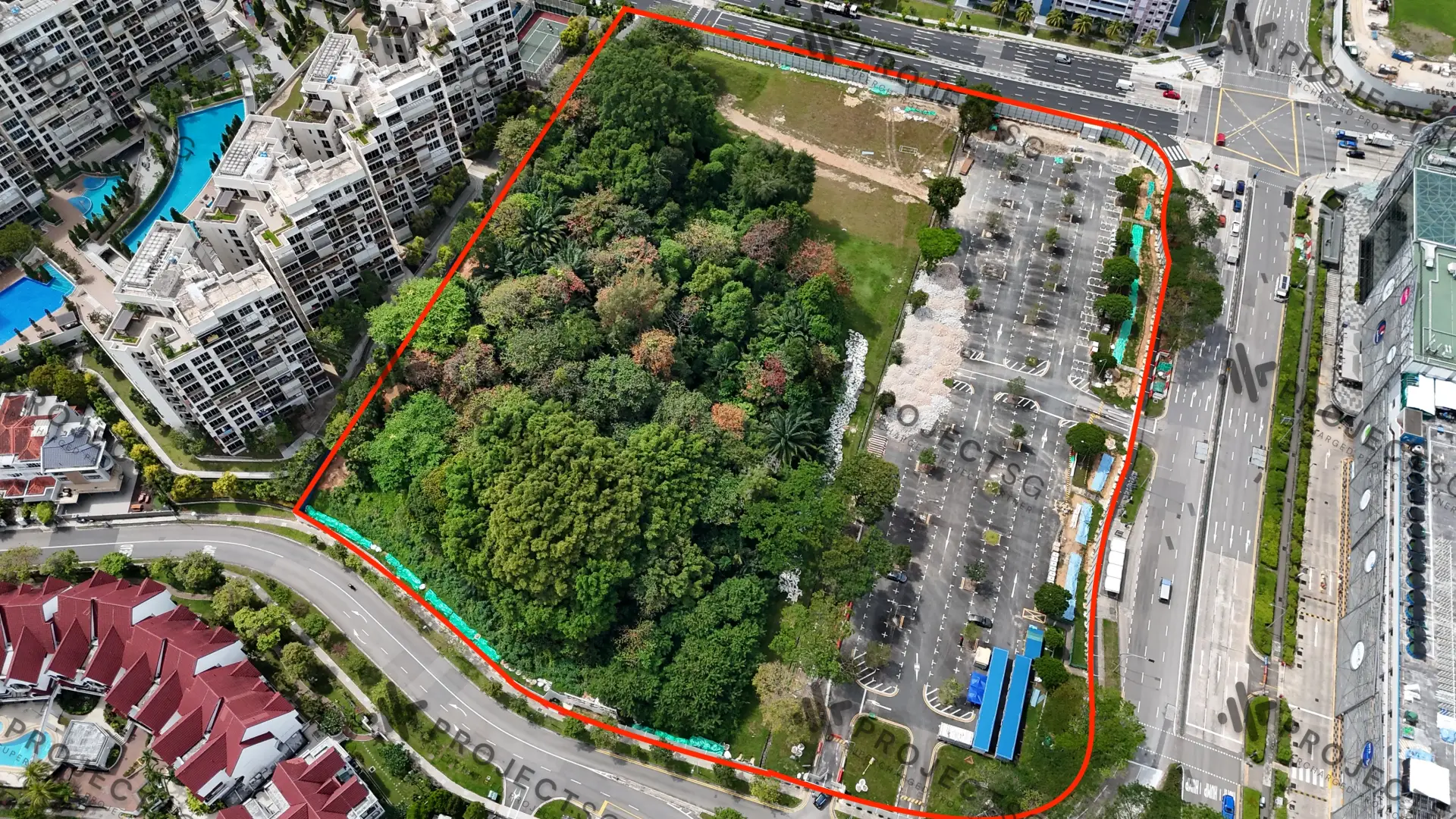 Drone photo of Coastal Cabana Pasir Ris EC location near Downtown East and Pasir Ris Park